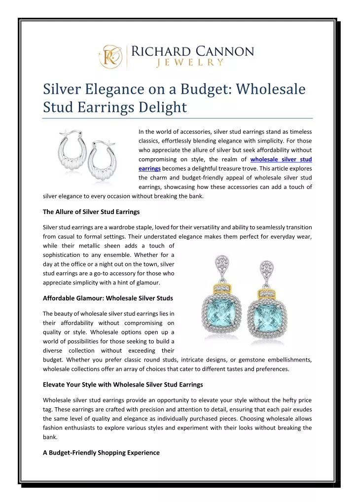 silver elegance on a budget wholesale stud