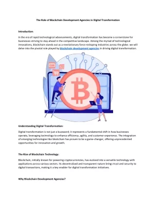 the role of blockchain development agencies