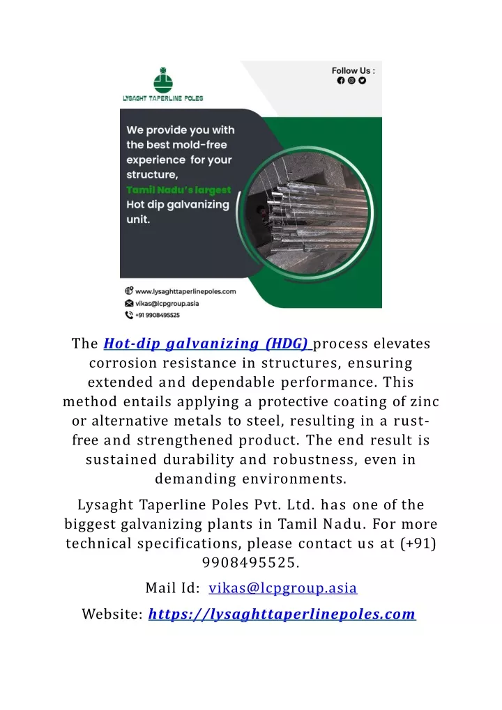 the hot dip galvanizing hdg process elevates