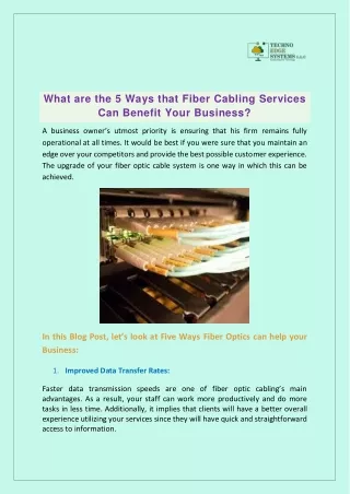 What are the 5 Ways that Fiber Cabling Services Can Benefit Your Business?