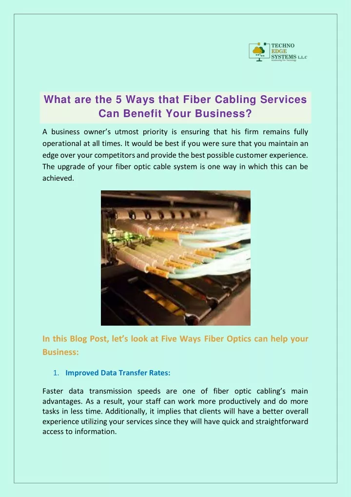 what are the 5 ways that fiber cabling services