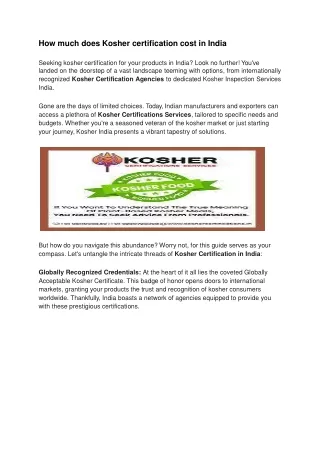 Why Choose an Indian Kosher Certification Provider?