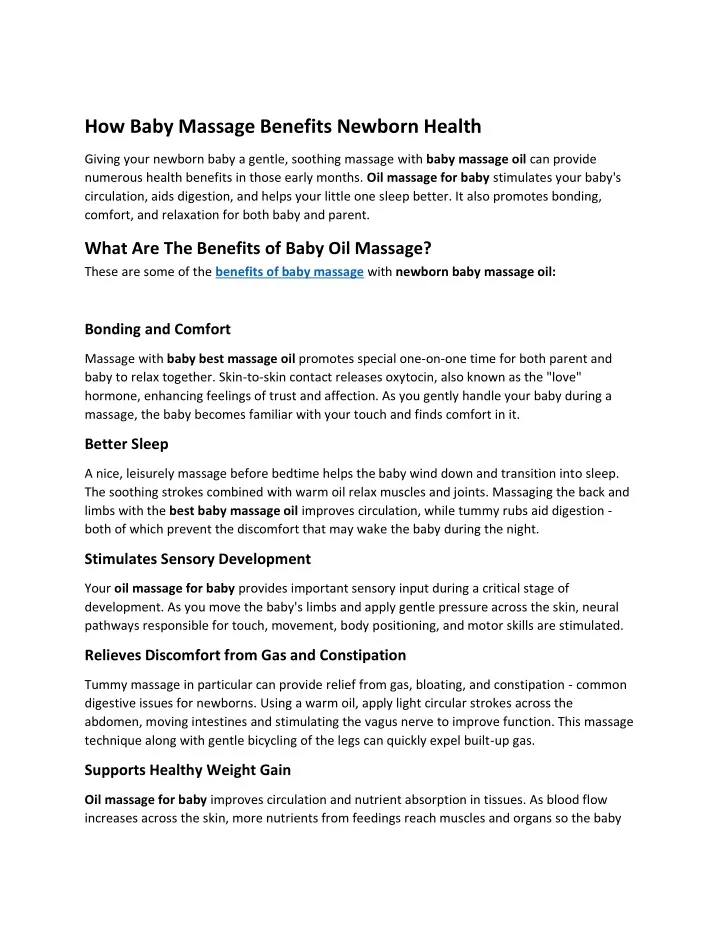 how baby massage benefits newborn health