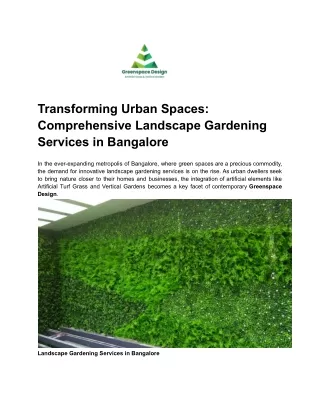 transforming urban spaces comprehensive landscape