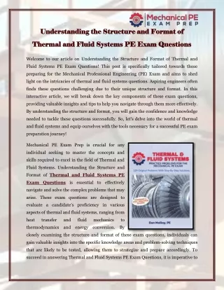 Understanding the Structure and Format of Thermal and Fluid Systems PE Exam Questions