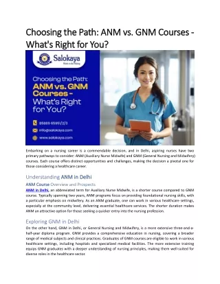 Choosing the Path ANM vs. GNM Courses - What's Right for You