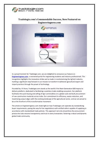 tradologie com s commendable success now featured