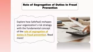 Role of Segregation of Duties in Fraud Prevention