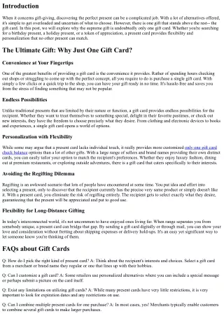 The Ultimate Present: Why Only One Gift Card is All You Required