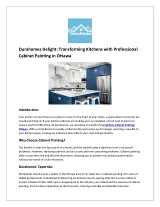 Transforming Kitchens with Professional Cabinet Painting in Ottawa