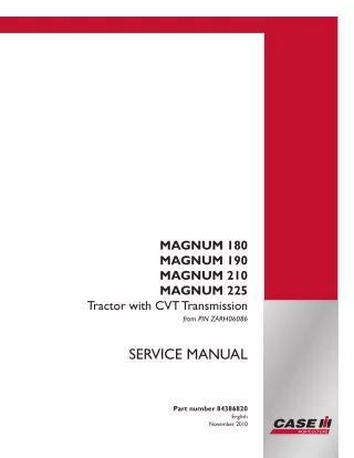 CASE IH MAGNUM 180 Tractor with CVT Transmission Service Repair Manual (from PIN ZARH06086)