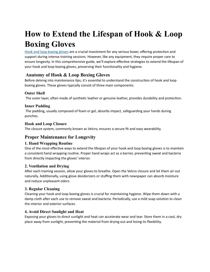 how to extend the lifespan of hook loop boxing