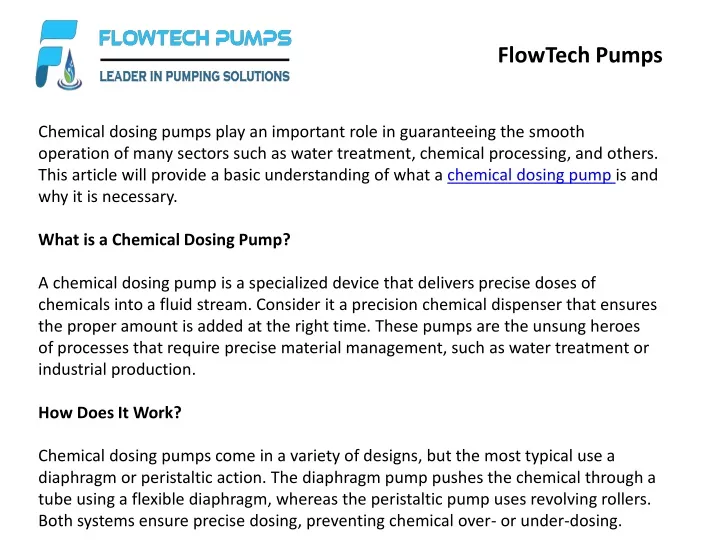 flowtech pumps