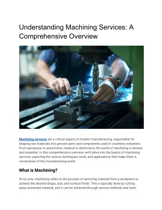 Understanding Machining Services: A Comprehensive Overview