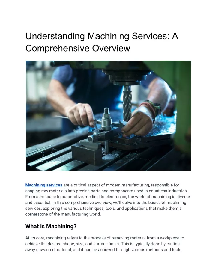 understanding machining services a comprehensive