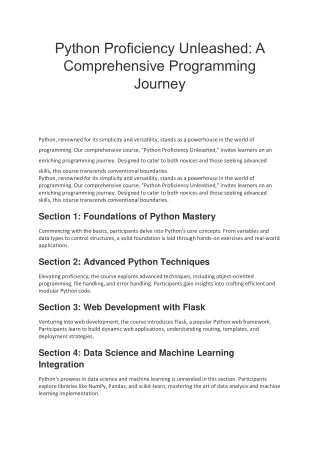 Python Proficiency Unleashed: A Comprehensive Programming Journey