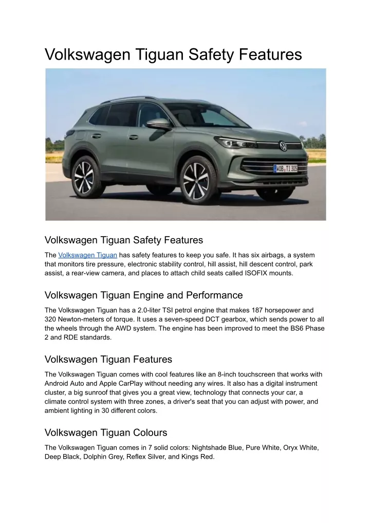 volkswagen tiguan safety features