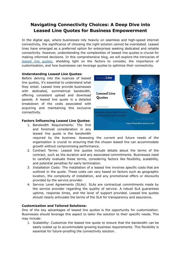 PPT - Navigating Connectivity Choices_ A Deep Dive into Leased Line 