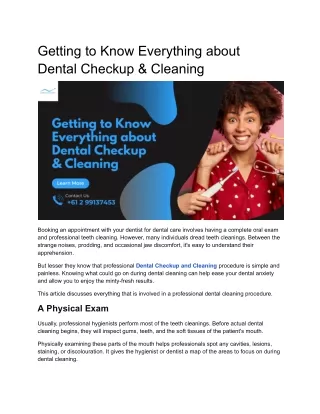 Getting to Know Everything about Dental Checkup & Cleaning