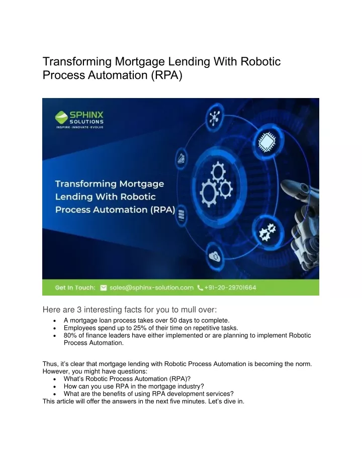 transforming mortgage lending with robotic