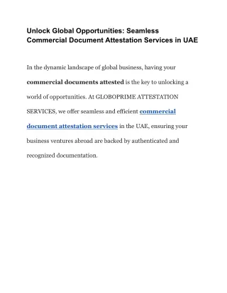 Unlock Global Opportunities_ Seamless Commercial Document Attestation Services in UAE