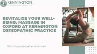 Revitalize Your Well-Being Massage in Oxford at Kennington Osteopathic Practice