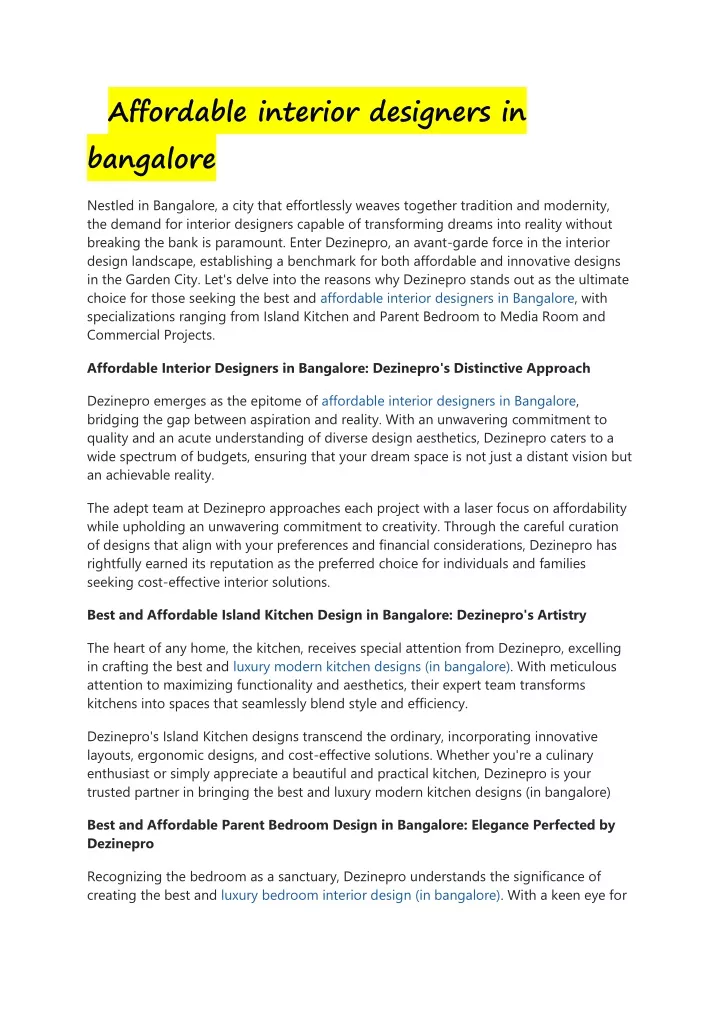 affordable interior designers in bangalore