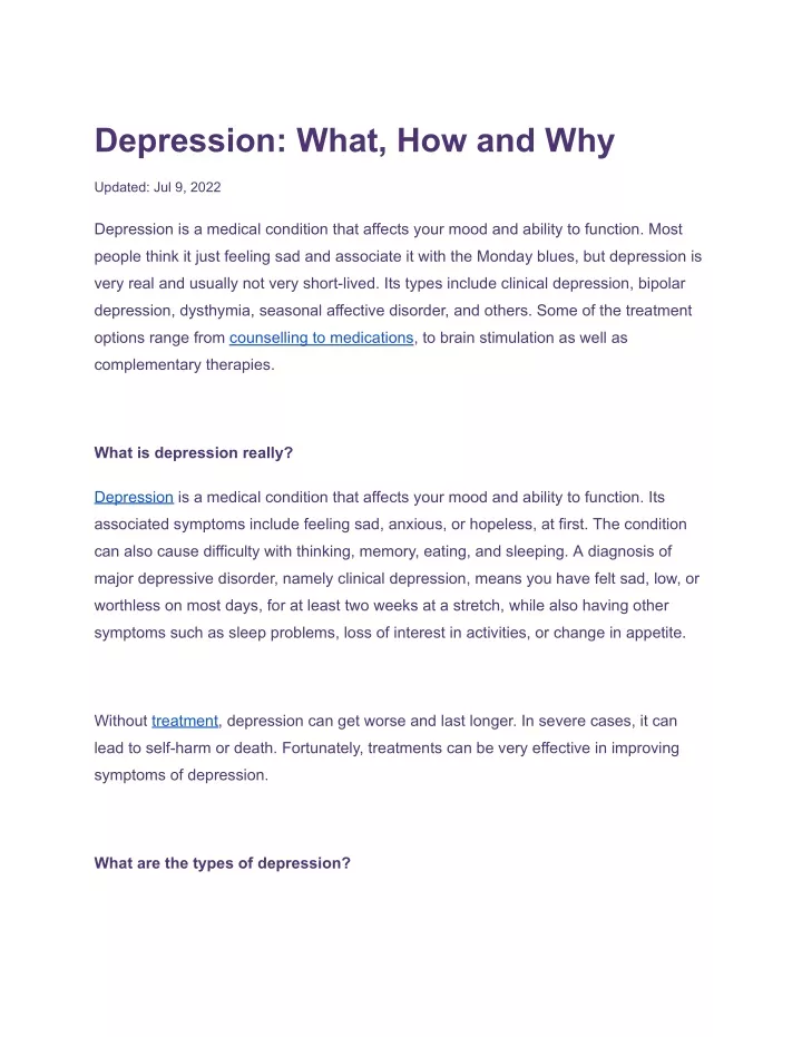 depression what how and why