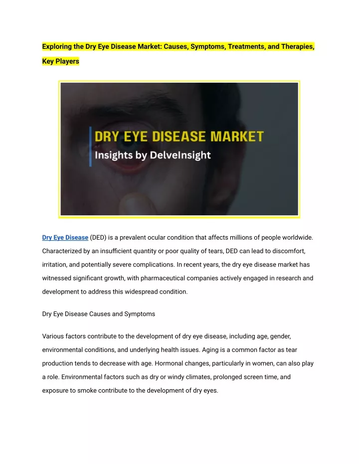 exploring the dry eye disease market causes