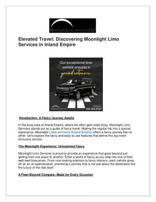 Elevated Travel: Discovering Moonlight Limo  Services in Inland Empire