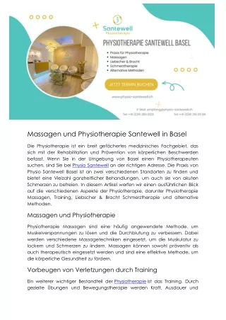 Massagen und Physiotherapie Santewell in Basel