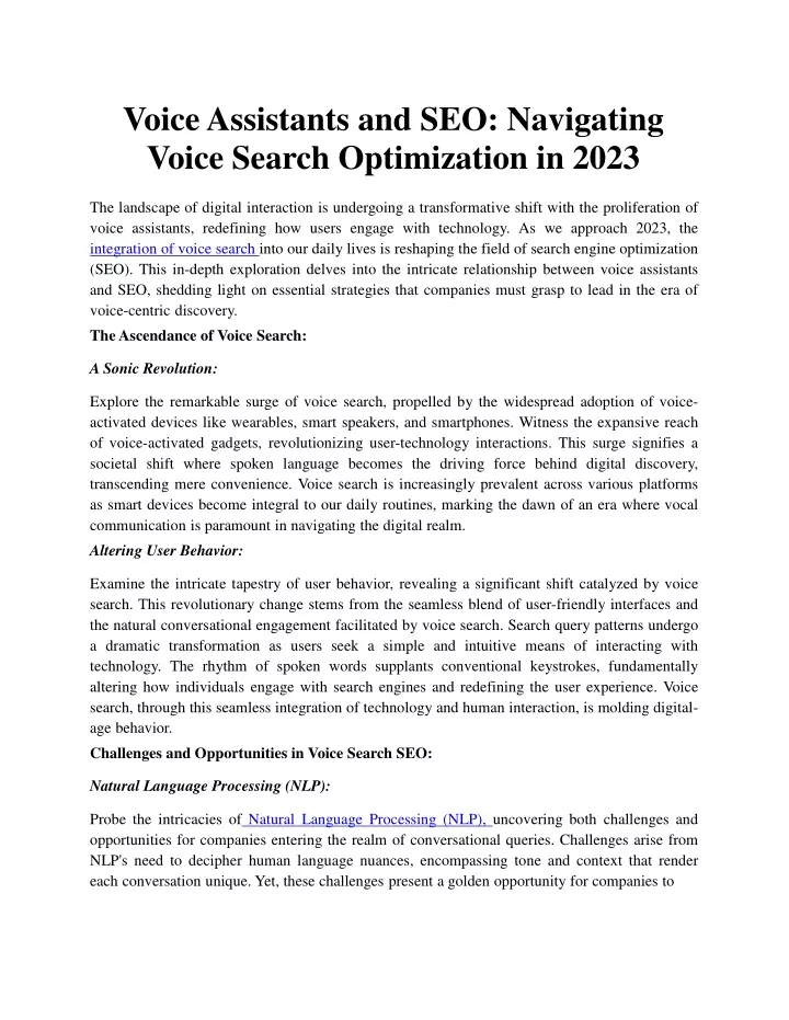 voice assistants and seo navigating voice search