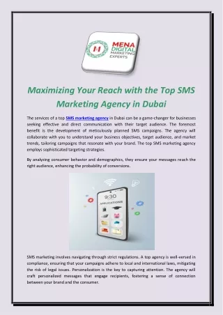 Maximizing Your Reach with the Top SMS Marketing Agency in Dubai