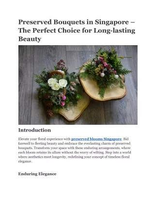 Preserved Bouquets Singapore: The Ideal Option for Beauty That Lasts