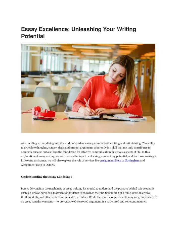 essay excellence unleashing your writing potential