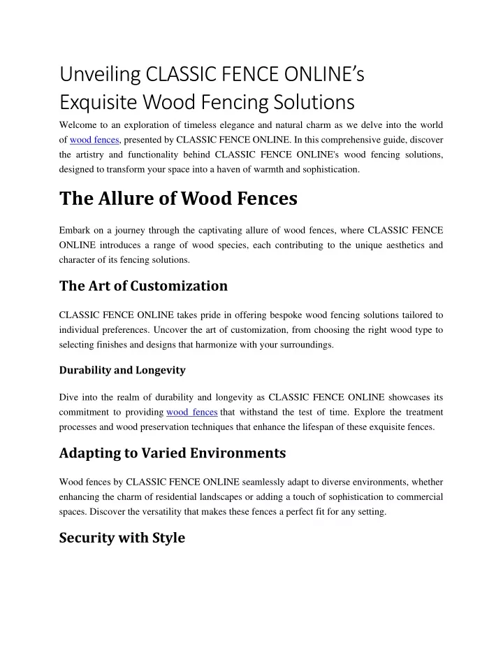unveiling classic fence online s exquisite wood