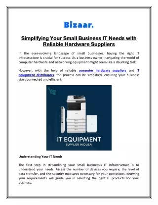 Simplifying Your Small Business IT Needs with Reliable Hardware Suppliers