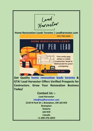 Home Renovation Leads Toronto  Leadharvestor com