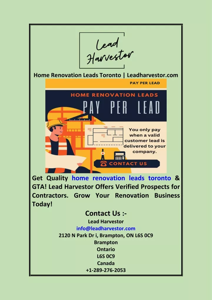 home renovation leads toronto leadharvestor com