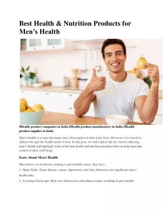Best Health & Nutrition Products for Men’s Health