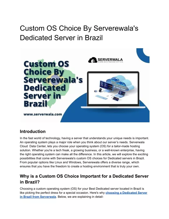 custom os choice by serverewala s dedicated