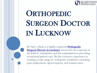 Best Orthopedic Surgeon Doctor in Lucknow