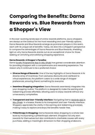 Comparing the Benefits: Darna Rewards vs. Blue Rewards from a Shopper's View
