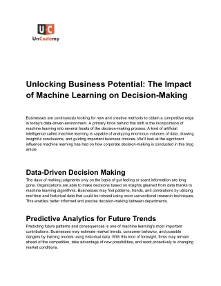 Unlocking Business Potential_ The Impact of Machine Learning on Decision-Making