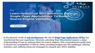 Learn Optimized SEO solutions for single page applications