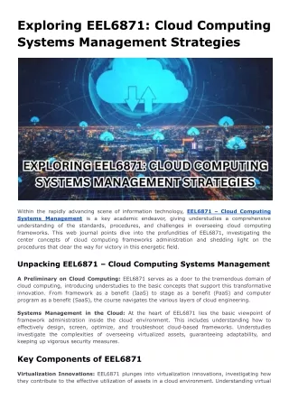 exploring eel6871 cloud computing systems