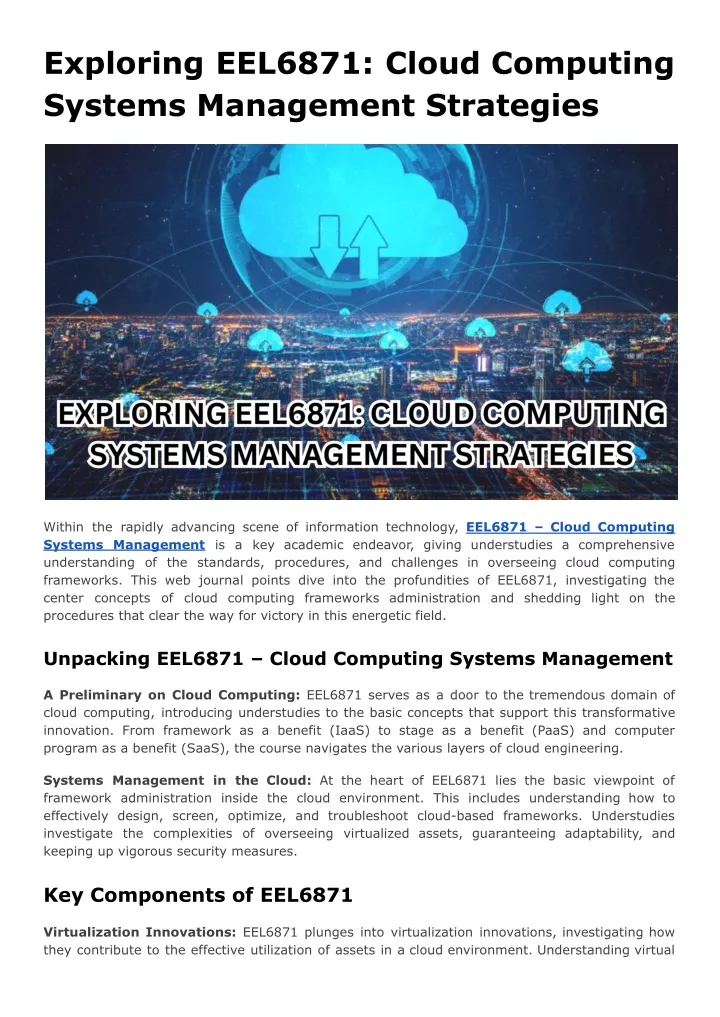 exploring eel6871 cloud computing systems