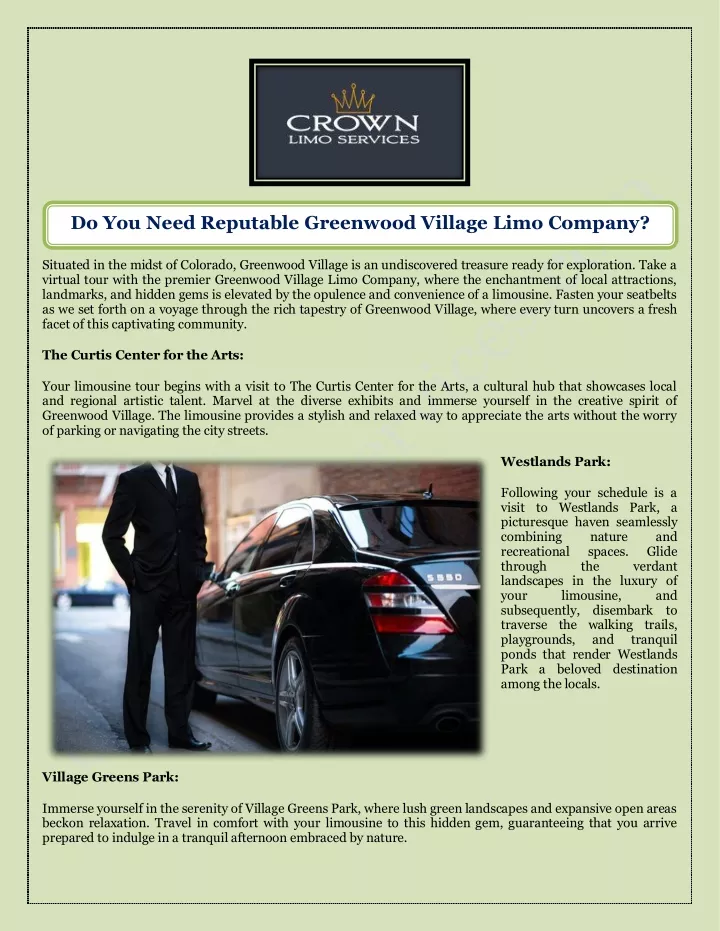 do you need reputable greenwood village limo