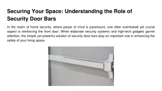 Securing Your Space_ Understanding the Role of Security Door Bars