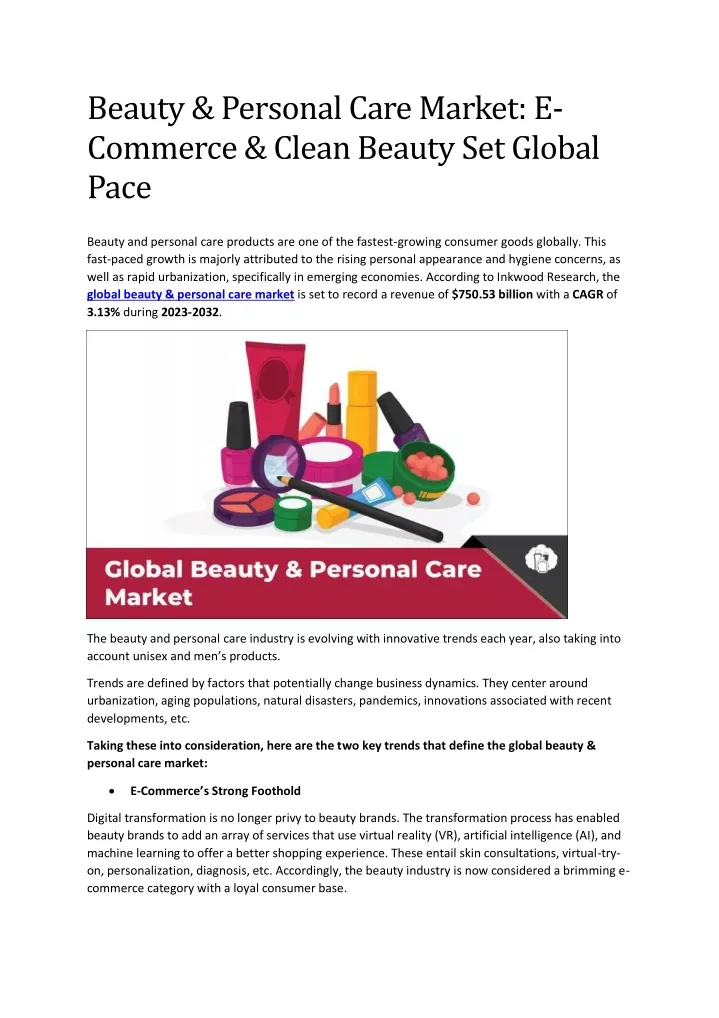 beauty personal care market e commerce clean